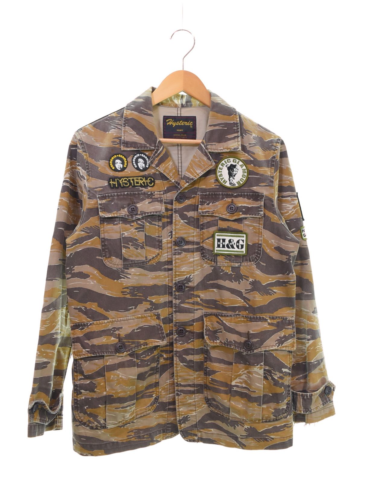 ヒステリックグラマー HYSTERIC GLAMOUR 00s タイガーカモ ミリタリージャケット ワッペン 迷彩 Y2K Archive 2AB-4190 ジャケット マルチカラー 103MT-4777