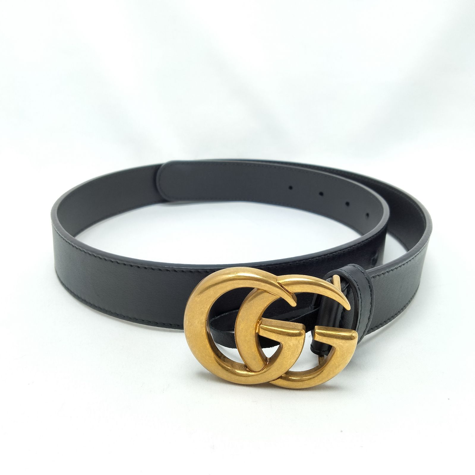 ✨️GUCCI✨️グッチ GGマーモント ベルト 80 ブラック×ゴールド 414516