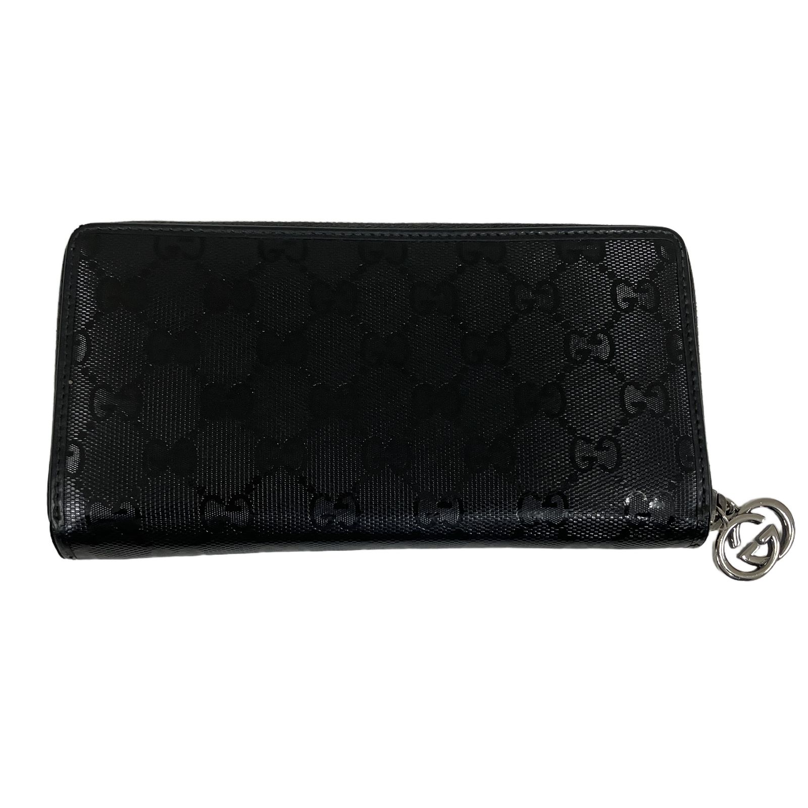 GUCCI 長財布 ラウンドファスナー GG インプリメ 黒系 グッチ 中古 O11260530
