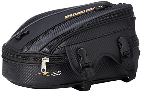 R★ラフアンドロード(ROUGH&ROAD) バイク用シートバッグ SSシートバッグBF(バタフライフラップ) カーボン W22XD32XH17~22cm(最大) RR9034