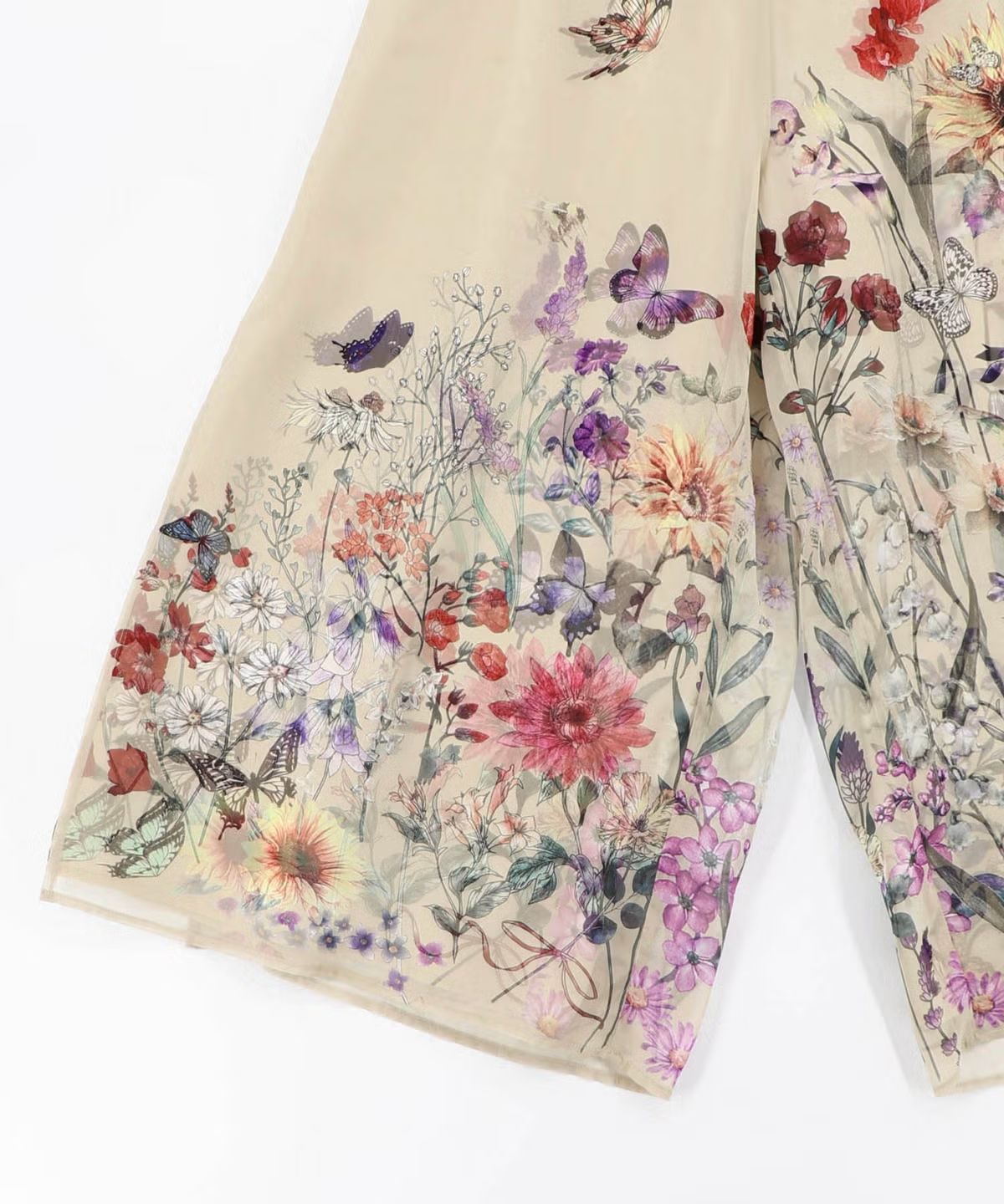 isScoLar（イズスカラー）562224：花柄シフォン×花柄生地 3D風パンツ