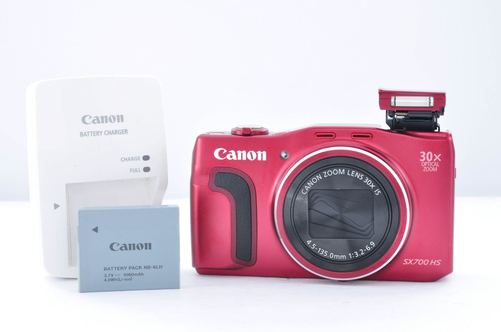美品 キャノン Canon PowerShot SX700 HS レッド コンパクトデジタルカメラ バッテリー 充電器 動作確認済み K0117