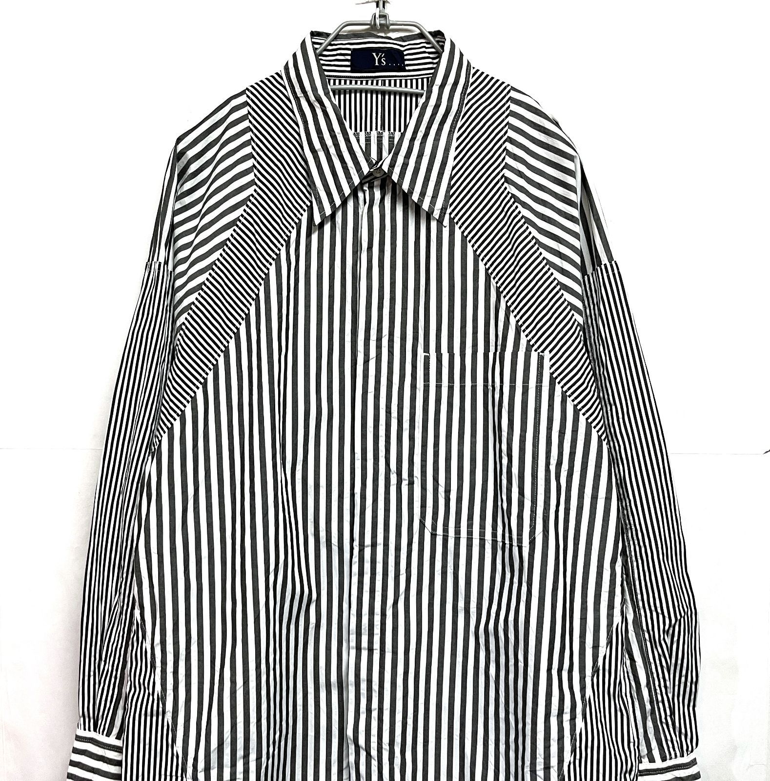 Yohji Yamamoto Y's|ヨウジヤマモト ワイズ ストライプ ロングスリーブブラウス シャツ Yohji Yamamoto Y's|ヨウジヤマモト ワイズ ストライプ ロングスリーブブラウス シャツ