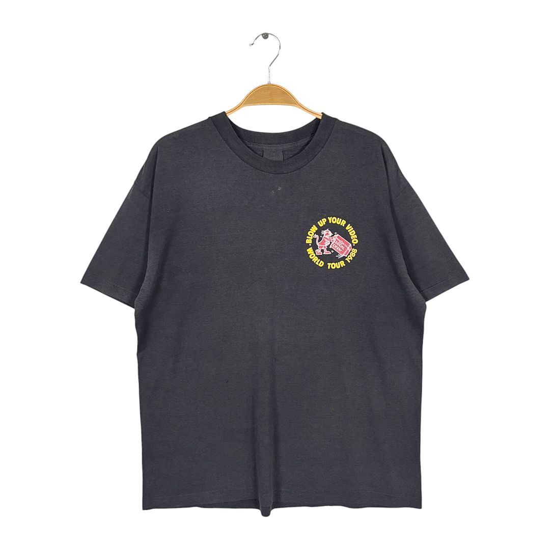 80s AC/DC スタッフクルー用 ヴィンテージ Tシャツ ブラック ロックTシャツ バンドT シングルステッチ サイズL相当 古着 AB0039