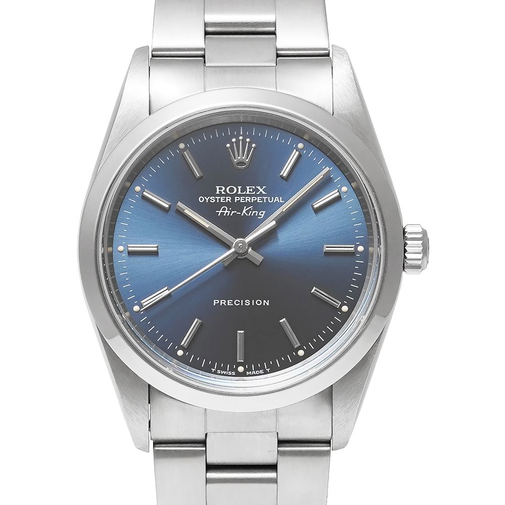 U番 内箱・1998年保証書付き ROLEX エアキング Ref.14000 ブルー 中古品 メンズ 腕時計