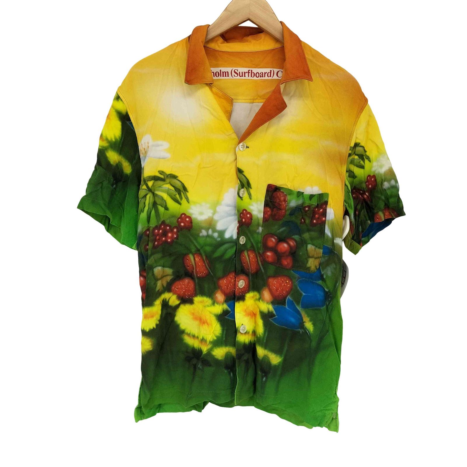 ユーズドフルギ USED古着 {{Stockholm Surfboard Club}}総柄オープンカラー S/S シャツ メンズ S