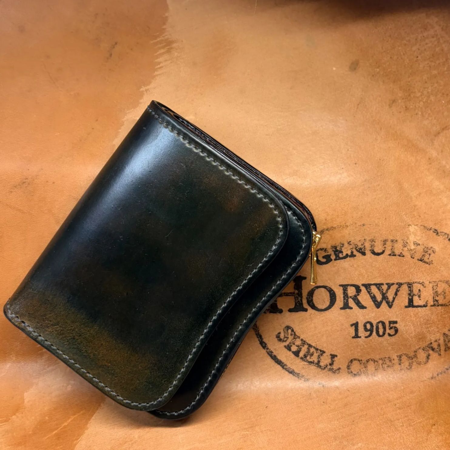 LAWREN シェルコードバン マーブルブラック ホーウィン スタンプ 極めて希少・Horweenスタンプ付き】マーブルブラック シェルコードバン