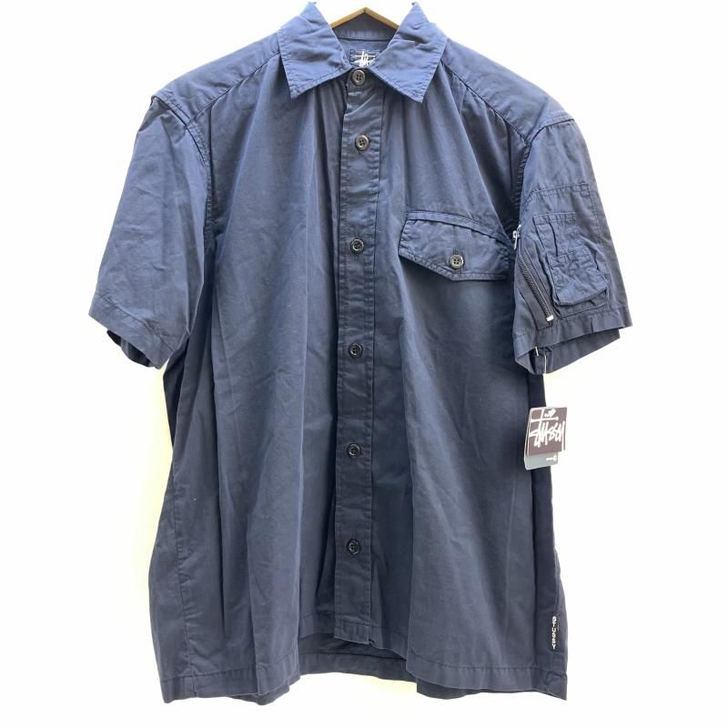【中古】OLD STUSSY 半袖シャツ S ネイビー ステューシー[92]