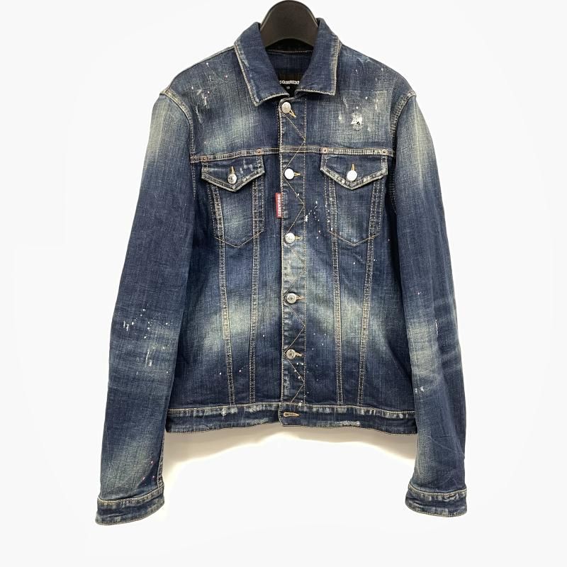 【中古】DSQUARED2 19SS ペンキ加工デニムジャケット サイズ50 S74AM0914 インディゴ ディースクエアード[17]