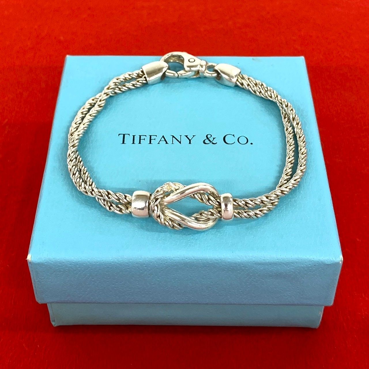 極 美品 TIFFANY&Co. ティファニー ヴィンテージ ダブルロープ ノット ブレスレット シルバー925 アクセサリー シルバー 43854