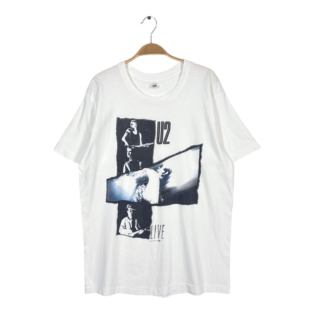80s U2 USA製 ヴィンテージ Tシャツ ロックT バンドT ホワイト シングルステッチ フルーツオブザルーム サイズXL AA0041