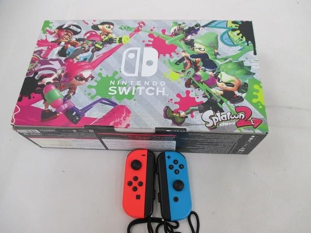 中古品 ゲーム Nintendo switch ニンテンドースイッチ 本体 HAC-001 スプラトゥーン2セット 動作品 ジョイコン レッド ブルー付き