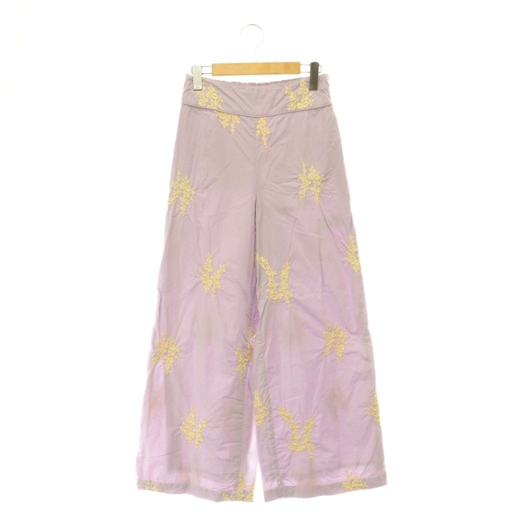 ヌキテパ NE QUITTEZ PAS! ×Kanako Sato Cotton Poplin Emb Pants パンツ ワイド ストレート 刺繍 S ラベンダーカラー ベージュ /CX ■OS ■SH