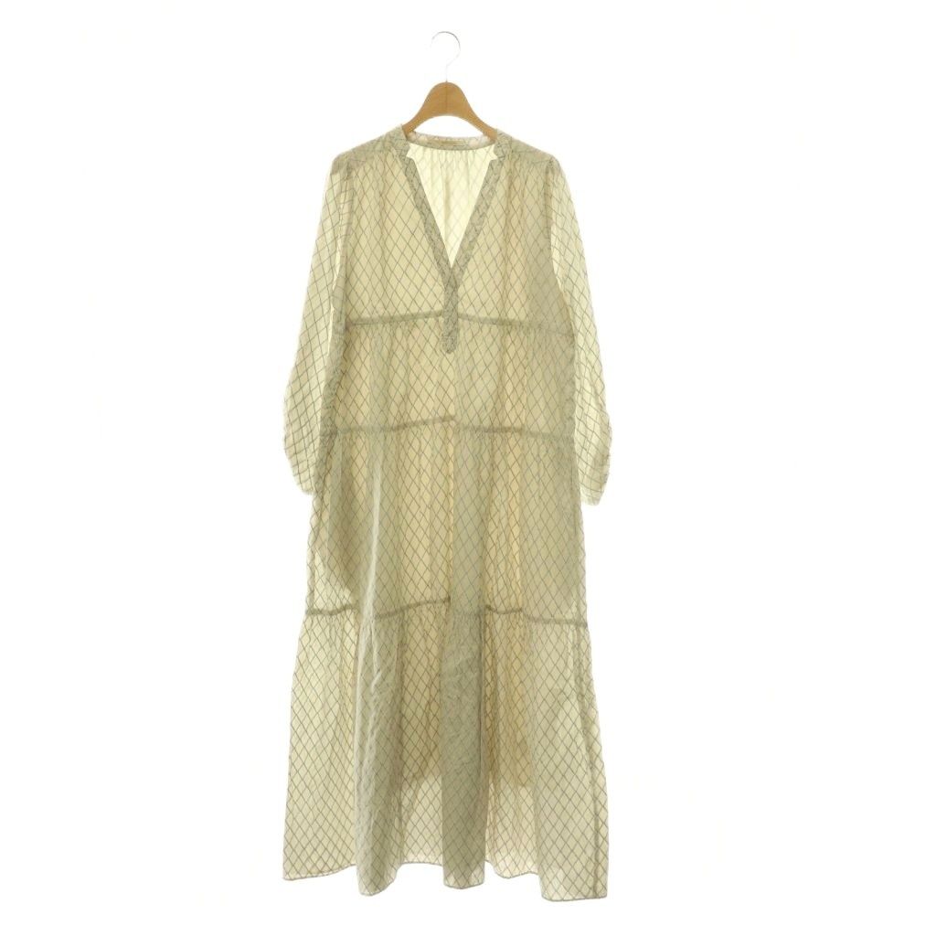 ヌキテパ NE QUITTEZ PAS! Dia Check Print Tiered Dress ワンピース ティアード M ライトグレージュ グレー /ES ■OS ■SH