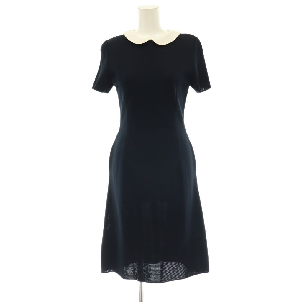 フォクシー ブティック FOXEY BOUTIQUE 15549 白襟付き ニットワンピース 38 ネイビー ホワイト /ES ■OS