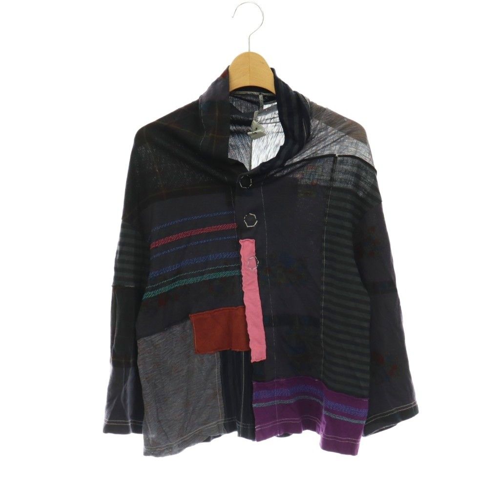 タオ コムデギャルソン TAO COMME des GARCONS 3F-T021 AD2010 シャツカーディガン チャコール マルチカラー /ES ■OS