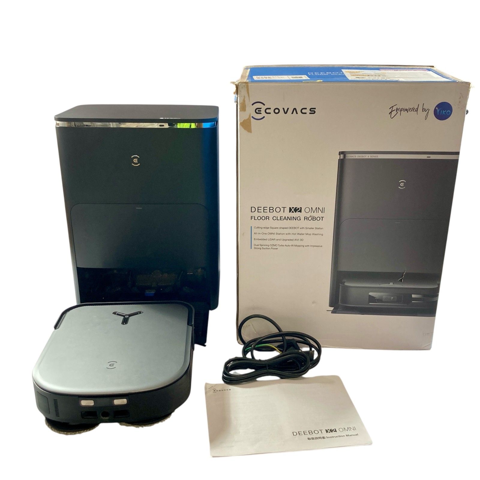 ★ ECOVACS エコバックス ロボット掃除機 DEEBOT X2 OMNI 床掃除ロボット 取説、元箱付属 通電のみ ジャンク品