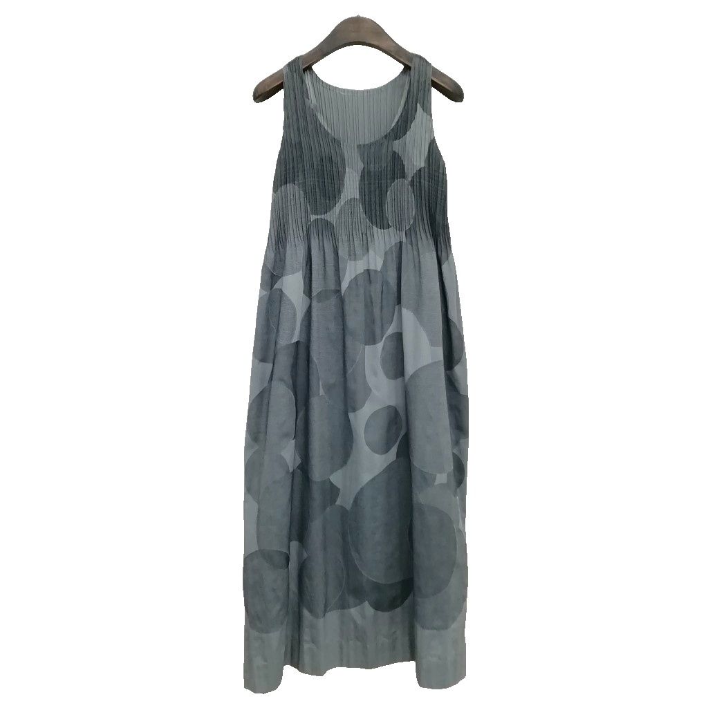 イッセイミヤケ ISSEY MIYAKE FETE A-POC inside IF82FH208 ジャガード ドット 水玉 ロング マキシ ワンピース 2 グレー系