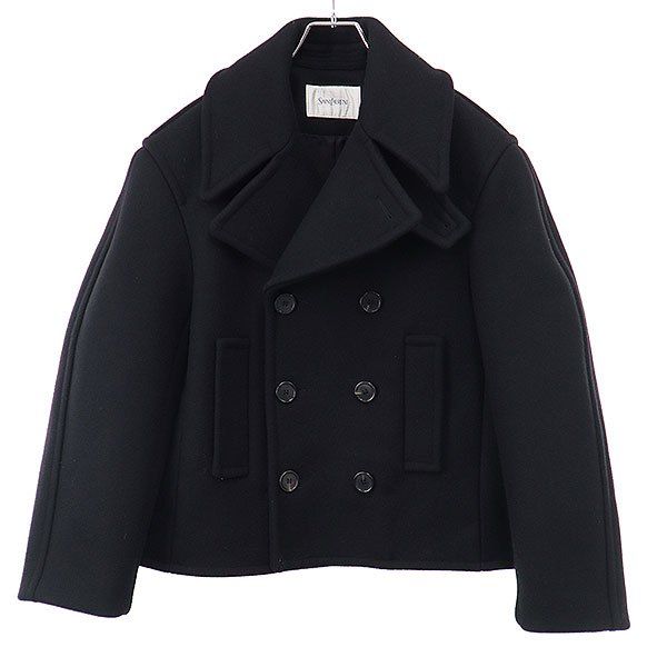 SAINT LAURENT サンローラン 24AW SL740 オーバーサイズクロップドPコート 810508 ブラック T1