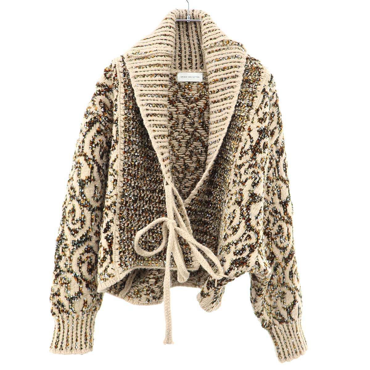 DRIES VAN NOTEN ドリスヴァンノッテン 25AW TEKLA 2734 W.K.SWEATER ラップニットジャケット 252-011246-2734-103 ベージュ S