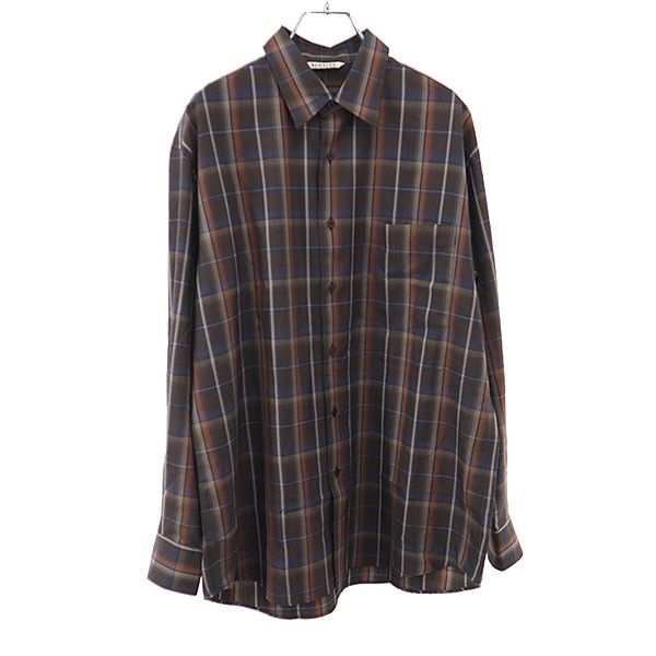 AURALEE オーラリー 24AW SUPER LIGHT WOOL CHECK SHIRT スーパーライトウールチェックシャツ A24SS01LC ブラウン 3