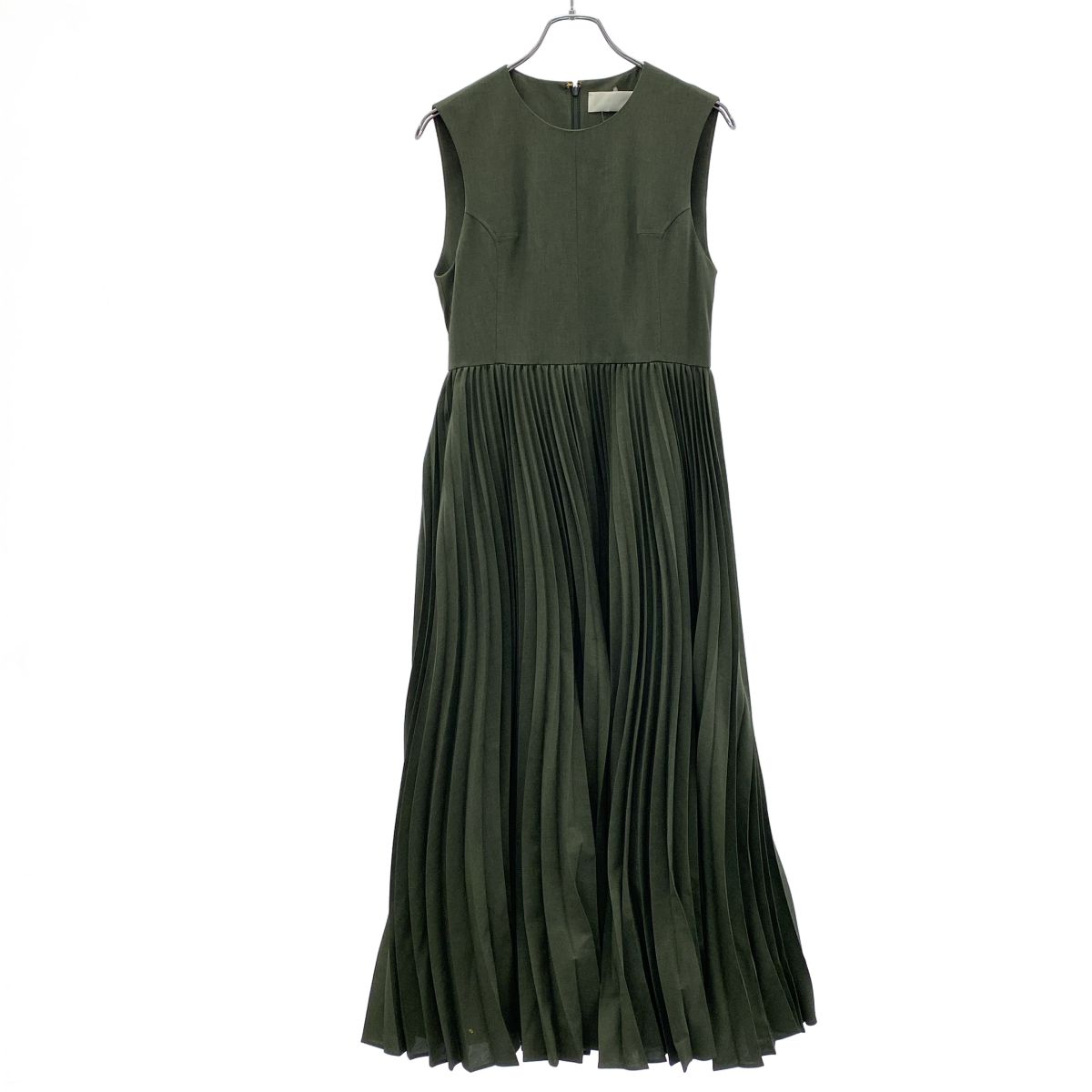 mame kurogouchi マメ クロゴウチ 22AW Curved Pleated Sleeveless Dress ドレスワンピース MM22FW-DR040 グリーン 2