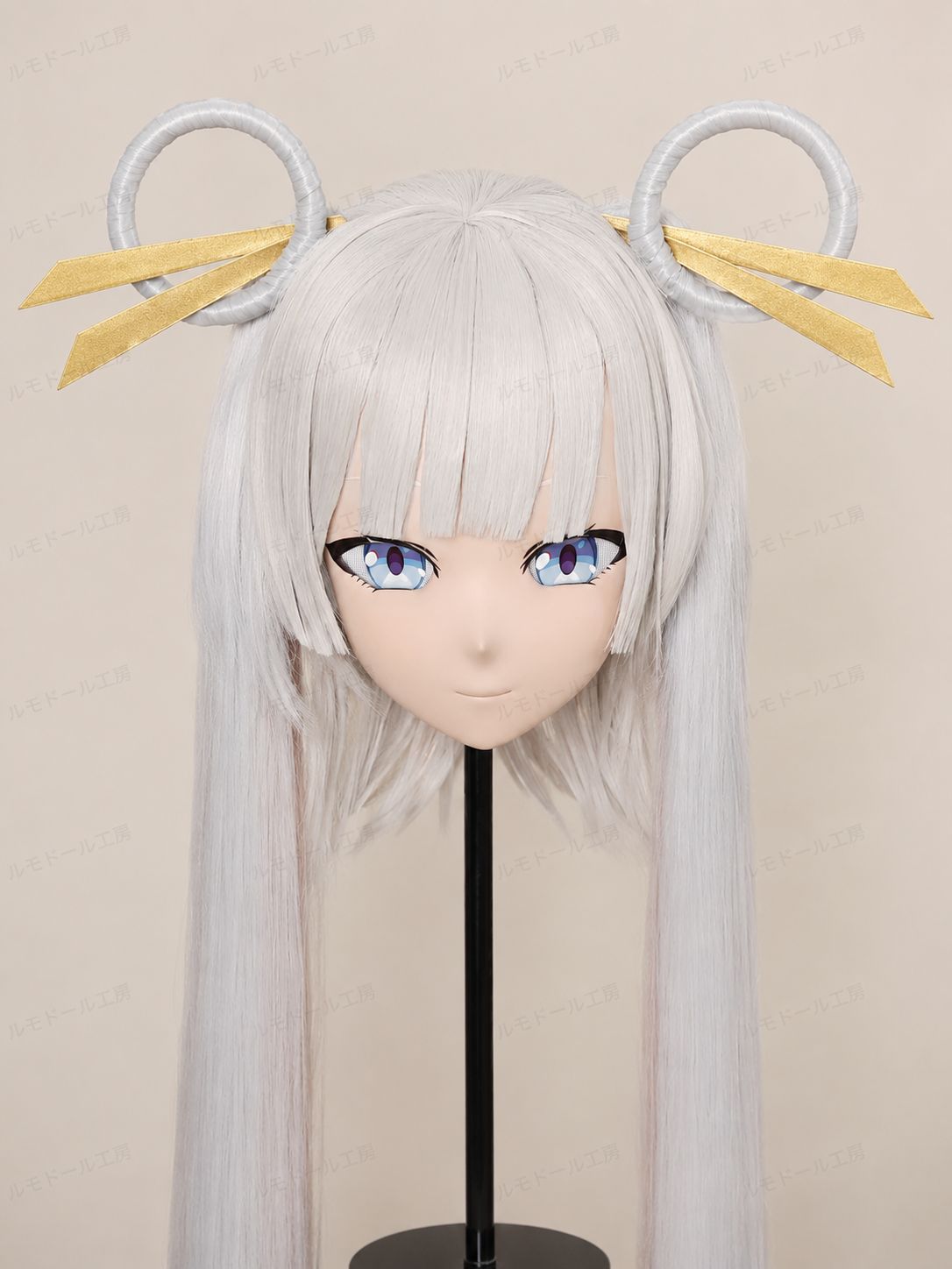 超時空輝夜姫 八千代風 kigurumi 全頭マスク 白髪 ツインテール風 パープルアイ