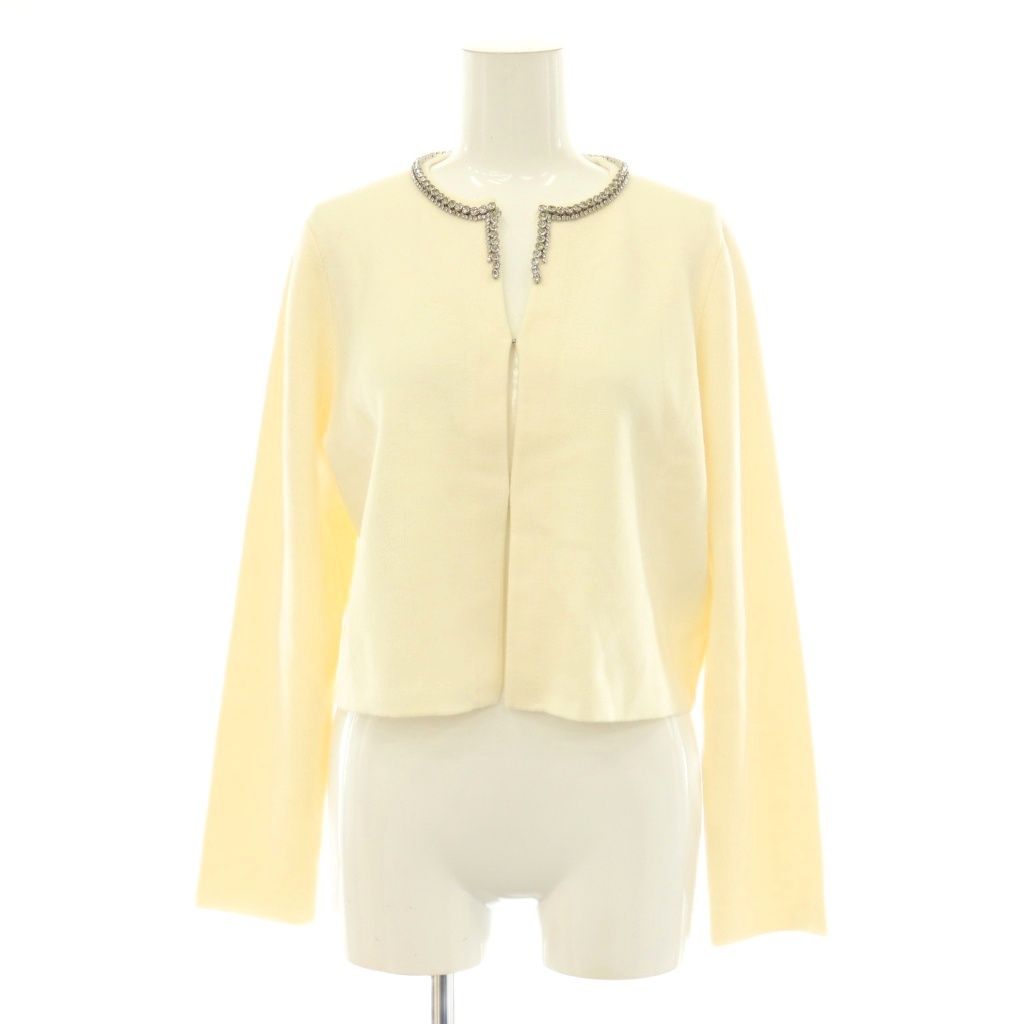 アナイ ANAYI 25SS ビジューネックメリノスムース カーディガン ニット 38 アイボリー /ES ■OS