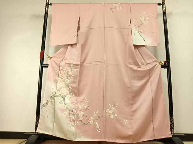 平和屋着物●訪問着　友禅　枝花文　暈し染め　正絹　逸品　AABJ4020fy