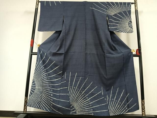平和屋着物●訪問着　生紬地　絞り　幾何学文様　やまと誂製　正絹　逸品　AABJ4049fy