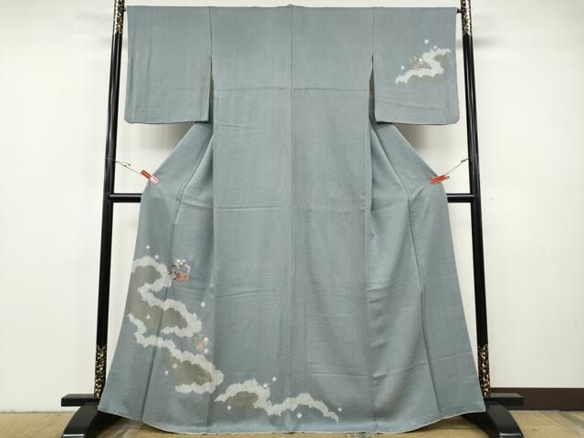 平和屋着物●訪問着　絞り　刺繍　雲重ね花丸文　金彩　正絹　逸品　CABH2796ut
