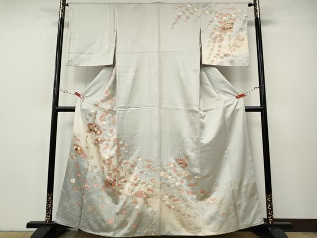 平和屋着物●訪問着　地紙枝垂れ花文　暈し染め　金彩　正絹　逸品　CABH9609ut