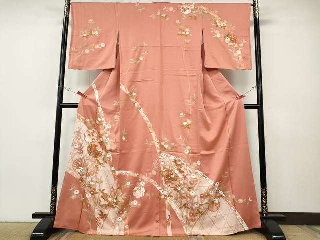 平和屋着物●訪問着　雪輪枝花文　金彩　正絹　逸品　CABH9620ut