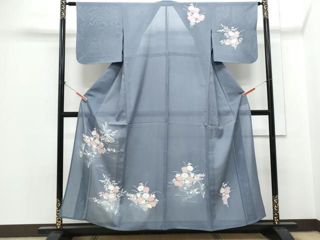 平和屋着物＊夏物　訪問着　絽　友禅　籬流水花文　正絹　逸品　CABH3843th
