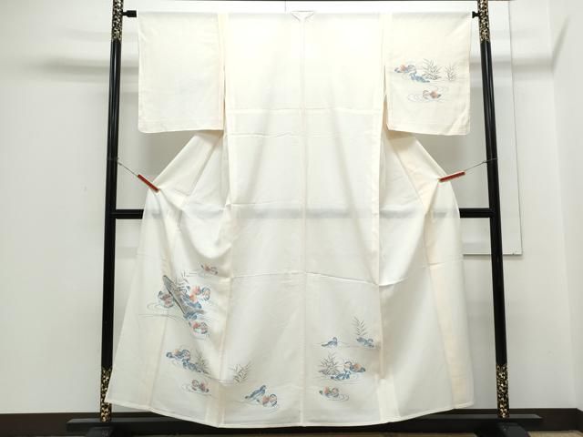 平和屋着物＊夏物　訪問着　手描き　船　鴛鴦花文　正絹　逸品　CABH3858th