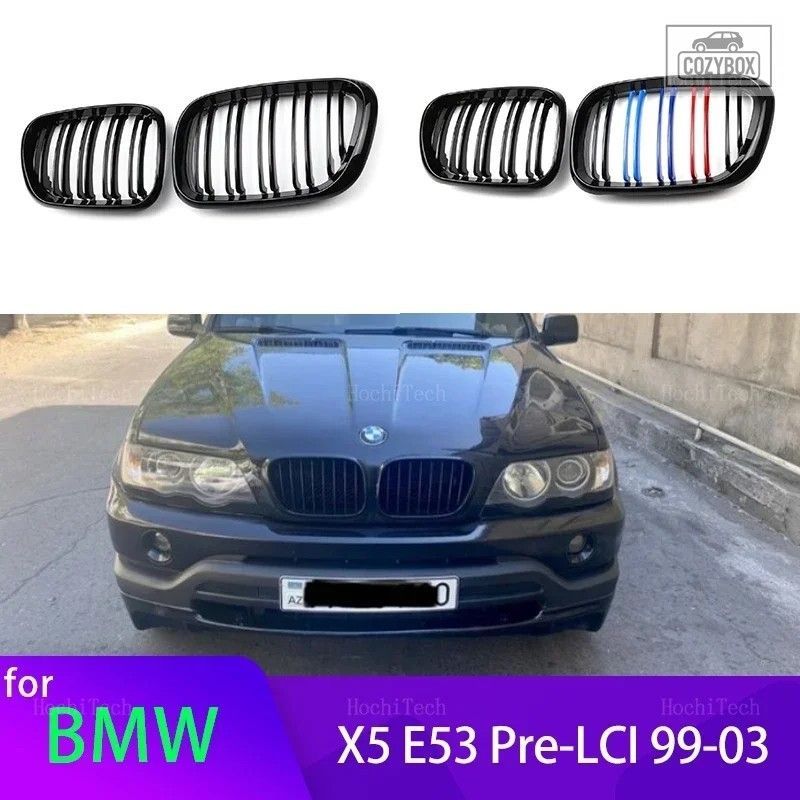 ルック車 グリルフロント 2 ラインダブルスラット BMW X5 E70 2007-2013 X6 E71 E72 2