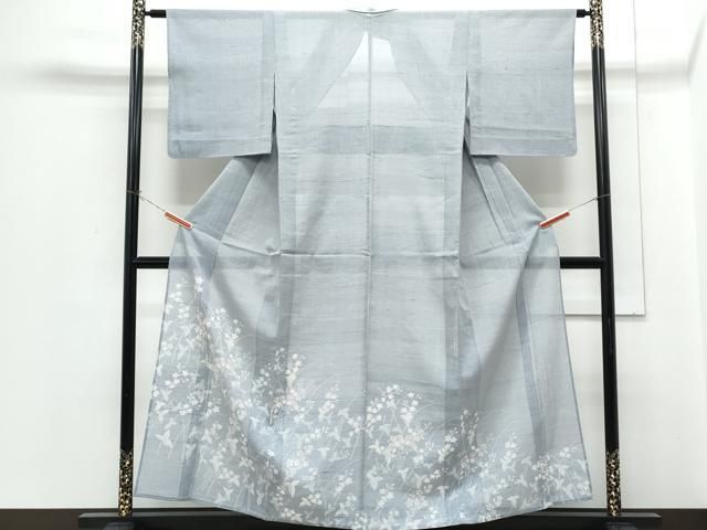 平和屋着物＊夏物　色留訪問着　紗紬　草花文　正絹　逸品　CABH3904th