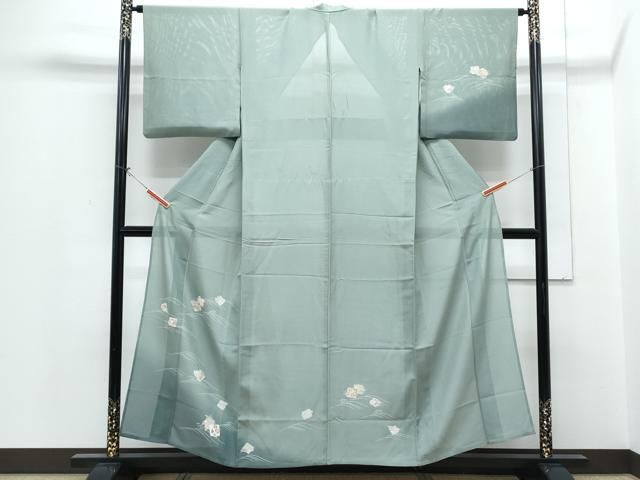 平和屋着物＊夏物　訪問着　絽　色紙重ね流水花文　正絹　逸品　CABH3921th