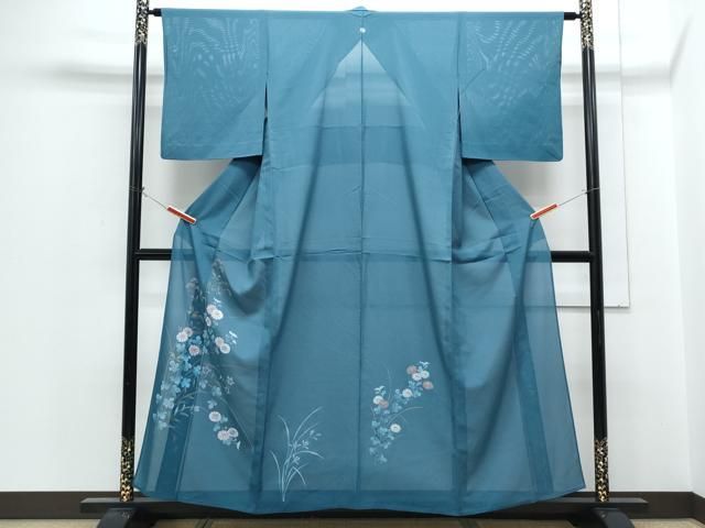平和屋着物＊夏物　訪問着　絽　手描き　草花文　正絹　逸品　CABH3951th