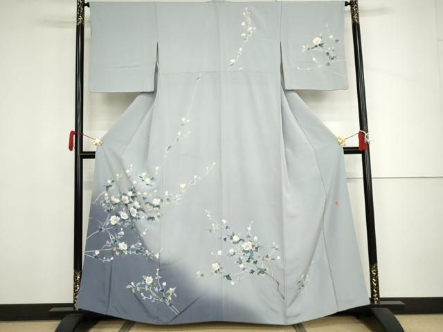 平和屋着物●本加賀友禅作家　和泉衛知　訪問着　枝花文　暈し染め　正絹　逸品　AABJ3755cs