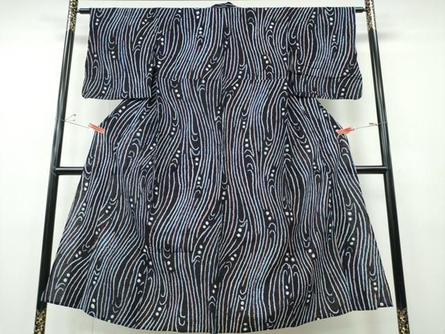 平和屋着物∴夏物　浴衣　有松鳴海絞り　流水文様　綿　逸品　CABH1348ng