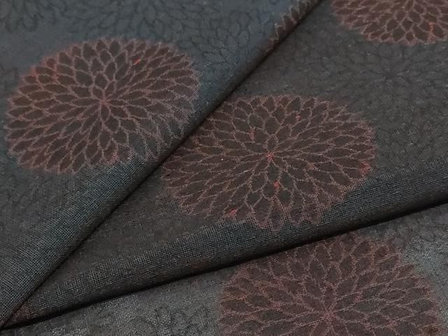 平和屋着物＊夏物　お召　紗　菊　正絹　逸品　AABJ2519jd