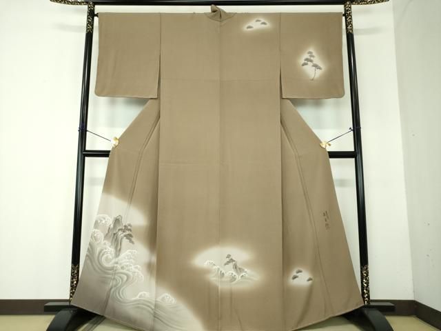 平和屋着物●伝統工芸士　森勇雄　訪問着　手描き　立波風景　暈し染め　正絹　逸品　未使用　DABF7794ps