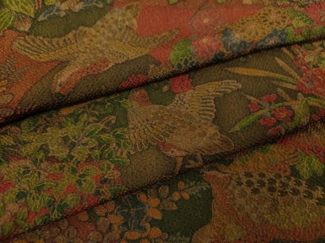 平和屋着物●訪問着　花鳥文　鬼しぼ縮緬　正絹　逸品　DABF7808ps
