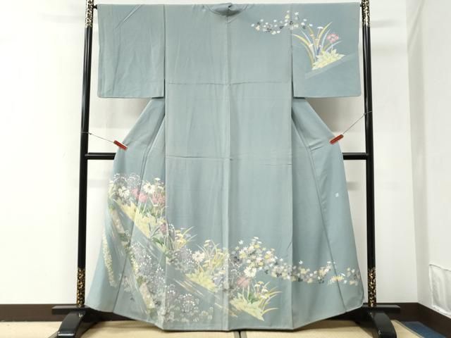 平和屋着物●本加賀友禅作家　吉田昌二　訪問着　草花文　正絹　逸品　CABG0951yc