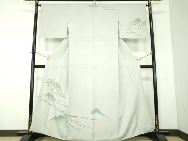 平和屋着物●訪問着　駒刺繍　遠山文　暈し染め　金彩　正絹　逸品　DABF7844ps