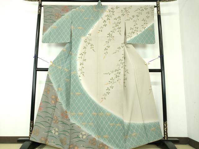 平和屋着物●訪問着　露芝花丸文　金彩　正絹　逸品　DABF7858ps