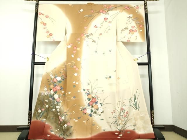 平和屋着物●訪問着　枝垂れ梅　籬花文　暈し染め　金彩　正絹　逸品　DABF7884ps