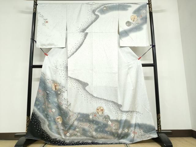 平和屋着物●訪問着　鹿の子雪輪草花文　暈し染め　正絹　逸品　DABF1896ud