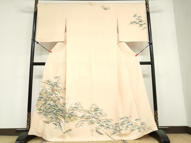 平和屋着物●訪問着　駒刺繍　熨斗小舟松文　金彩　正絹　逸品　DABF1928ud